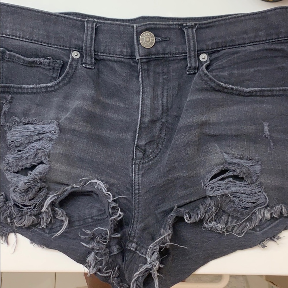 Express Black Denim Shorts distressed